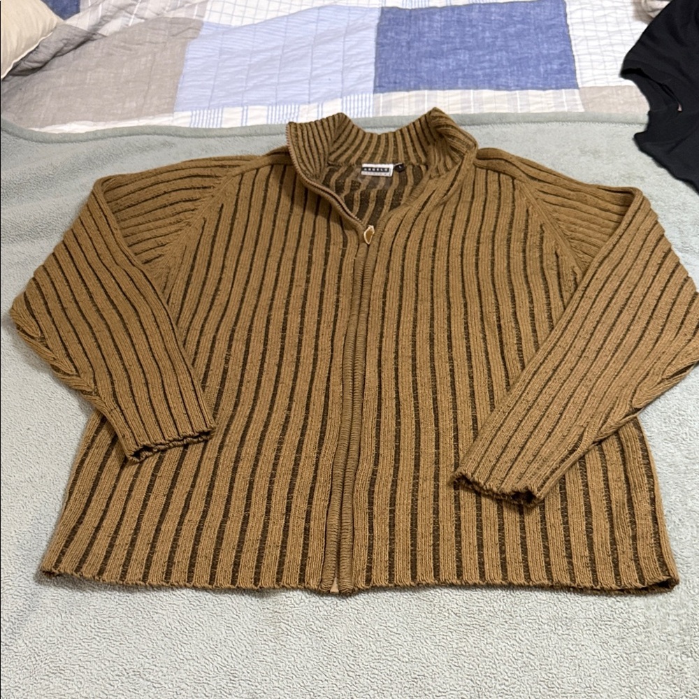 ANGELO LITRICO LARGE Men's Brown Zip-Up Sweater: EXCELLENT CONDITION